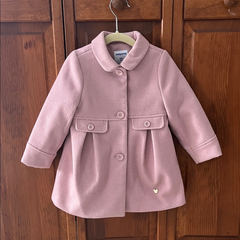 Mayoral Blush Pea Coat for Girl | Sz. 24m